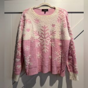 32 Degrees Pink and Cream Snowflake Sweater